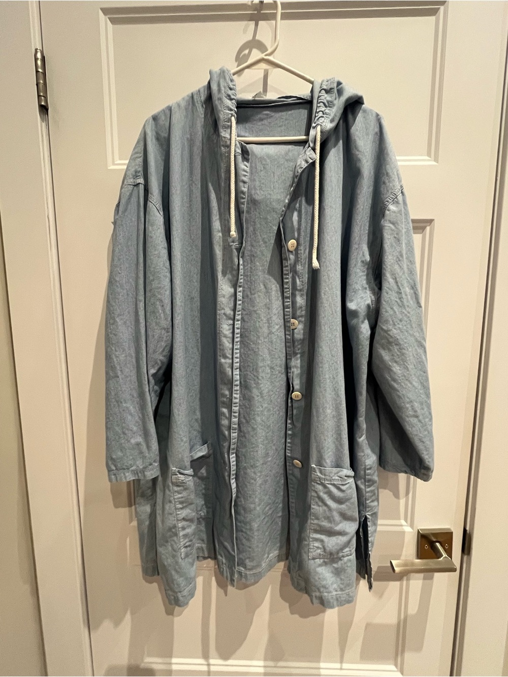 Light Blue Hooded Denim swim coverup.  Lightweight